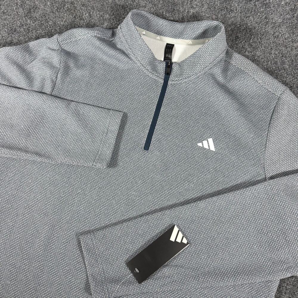 NWT Adidas Mens L Microdot 1/4 Zip Pullover Crew Navy Golf Performance ADVR0883